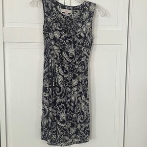 LOFT Black and White Paisley Dress